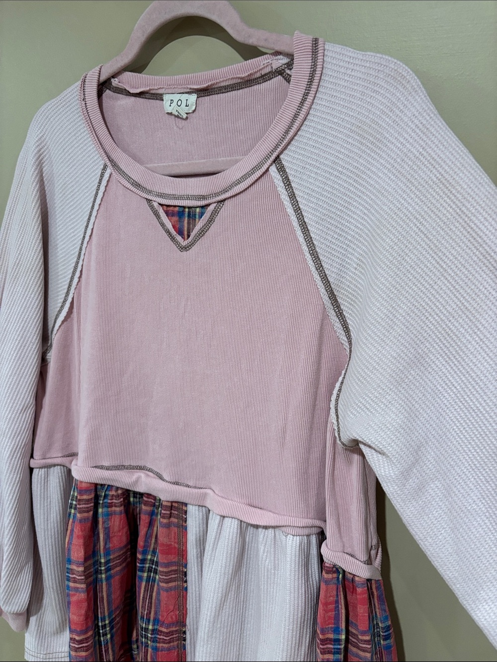 POL patchwork plaid pullover - Picture 2 of 5